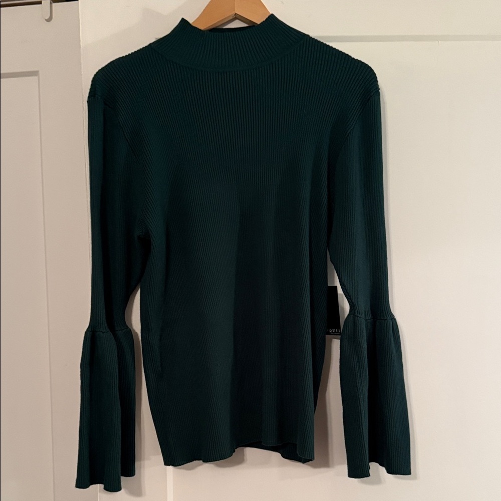 Eloquii Teal Long Sleeve Ribbed Top
